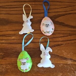 Handcrafted Easter Bunny and Egg Ornaments - Set of 4